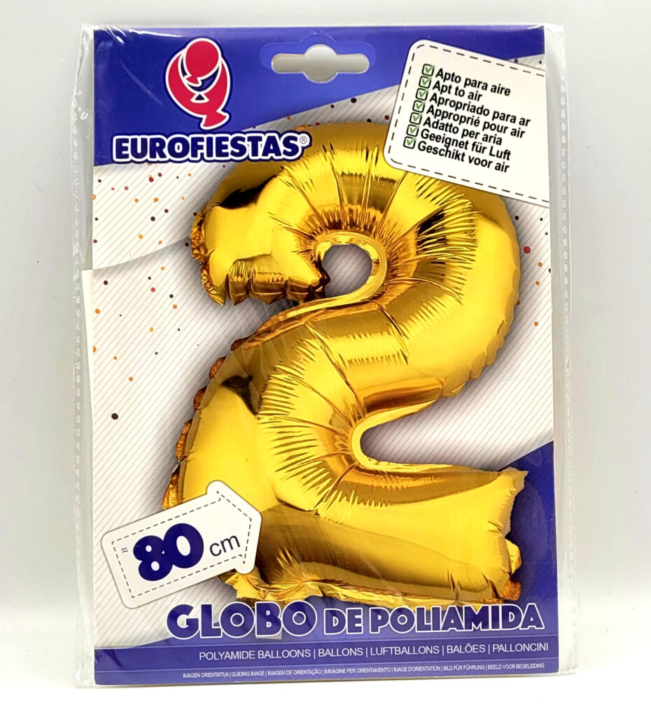 Balon foliowy złota cyfra „2”- 80cm