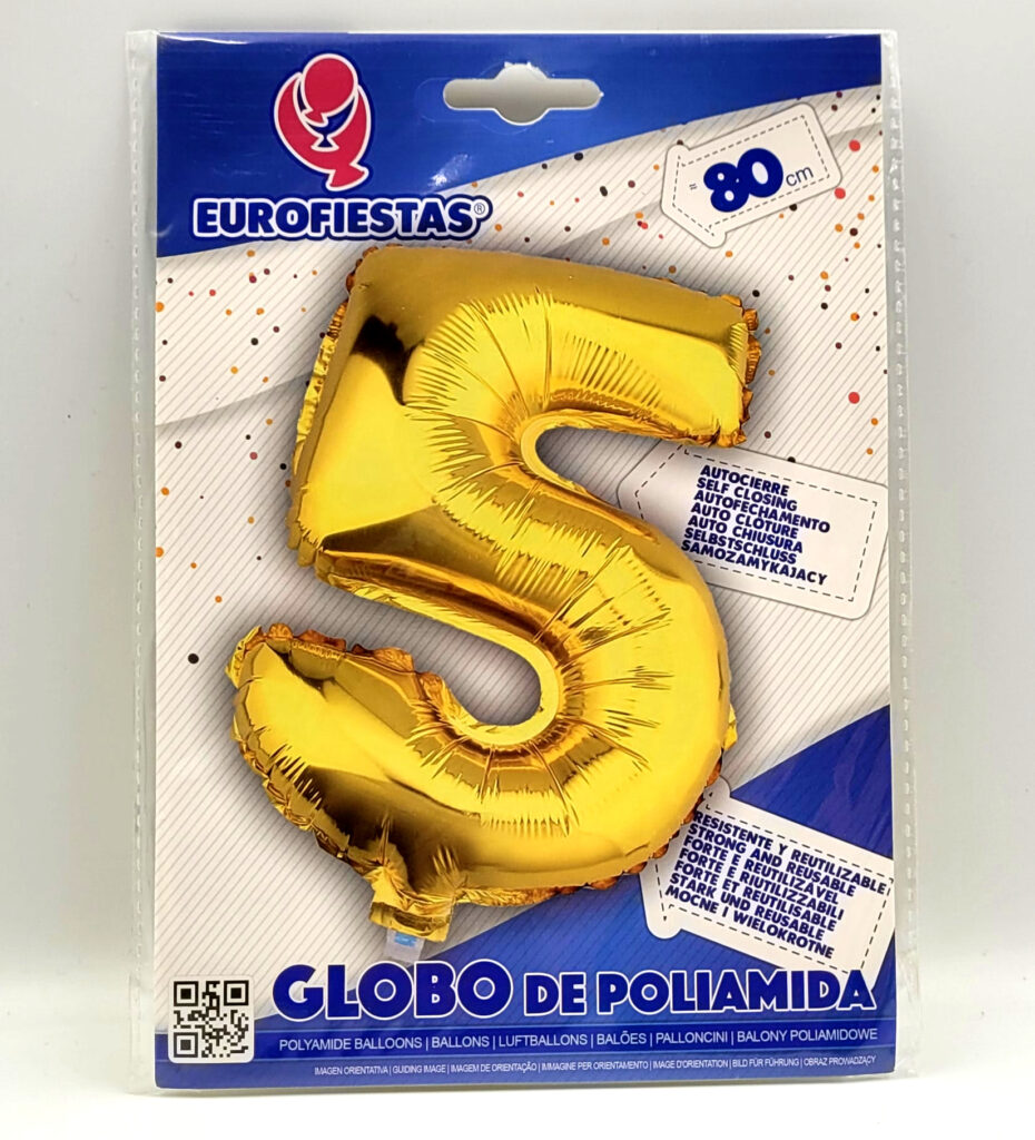 Balon foliowy złota cyfra „5”- 80cm
