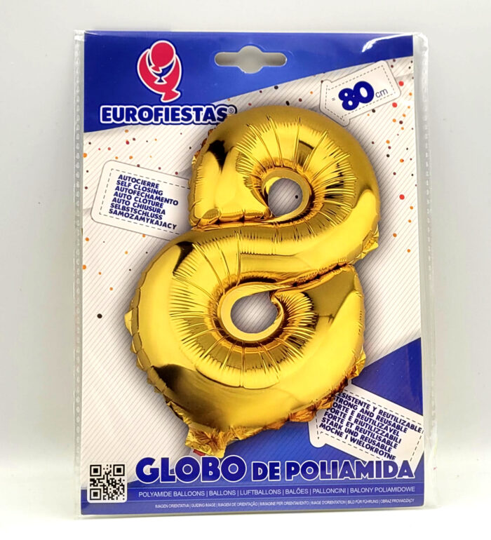 Balon foliowy złota cyfra „8”- 80cm