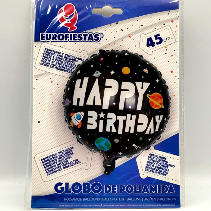 Balon foliowy „Happy Birthday” kosmos astronauta 45cm