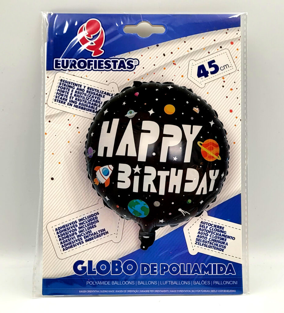 Balon foliowy „Happy Birthday” kosmos astronauta 45cm