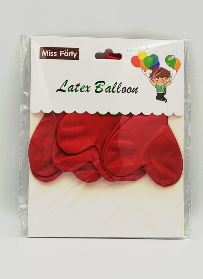 Balony lateksowe Serce- czerwone- 8szt.- 25cm