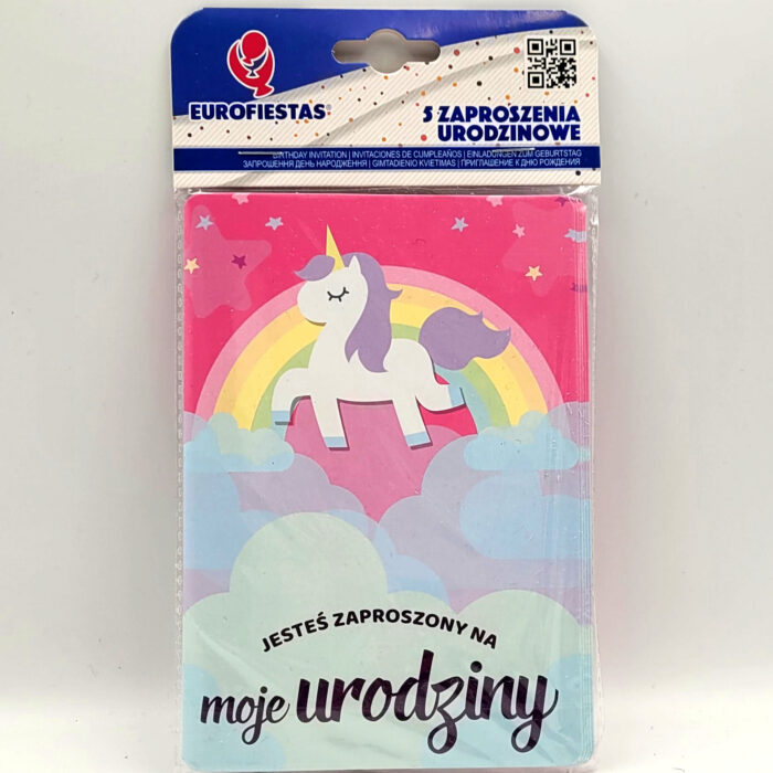 Zaproszenie na urodziny Jednorożec Unicorn 5szt.